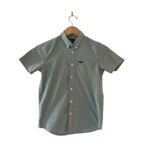 RCVA Boy's Fit Short Sleeve Button Down Shirt Size S Oxford Blue Pocket Woven